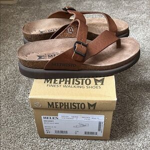 Mephisto Brown Leather Sandals